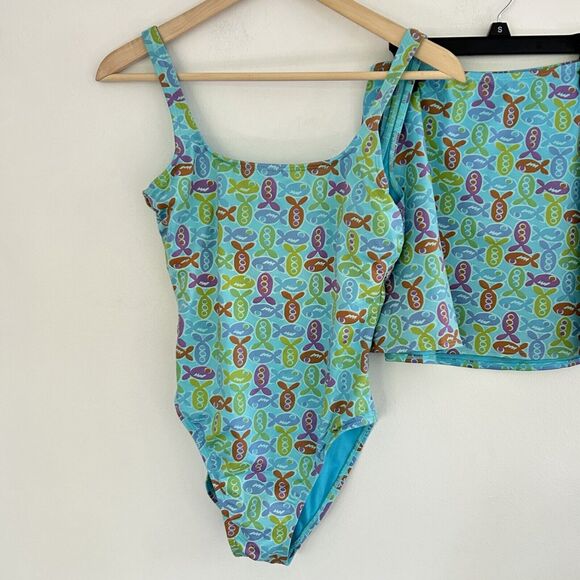 Fresh Produce Swimsuit & Skirt Size 6 8 Splash Fish Beach Coastal One Piece Set! - Picture 2 of 8